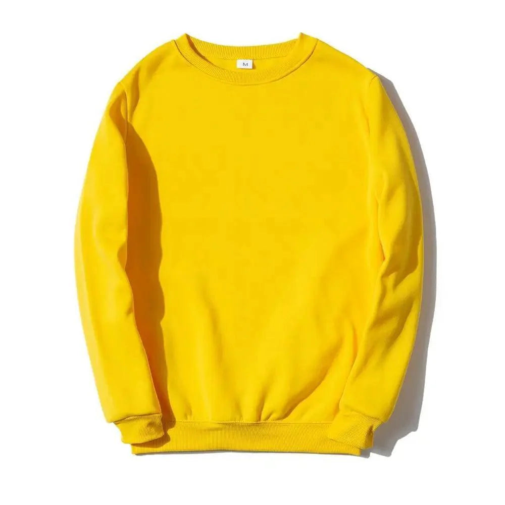 Close-up of a solid color fleece-lined pullover sweatshirt