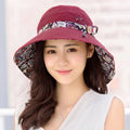 Women’s Foldable Wide Brim Sun Hat - Breathable Cotton Beach Cap