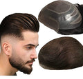 Close up of FPM men's toupee made from 10A grade European virgin human hair