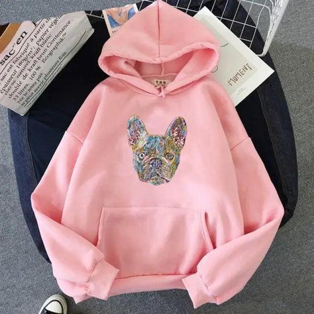 Oversized French Bulldog Graphic Hoodie Unisex Streetwear