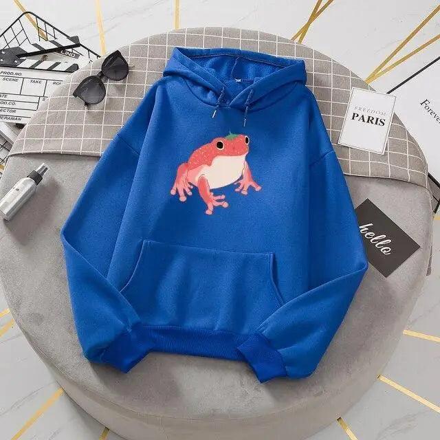 Cute Frog Hoodie for Girls Oversized Long Sleeve Sweatshirt