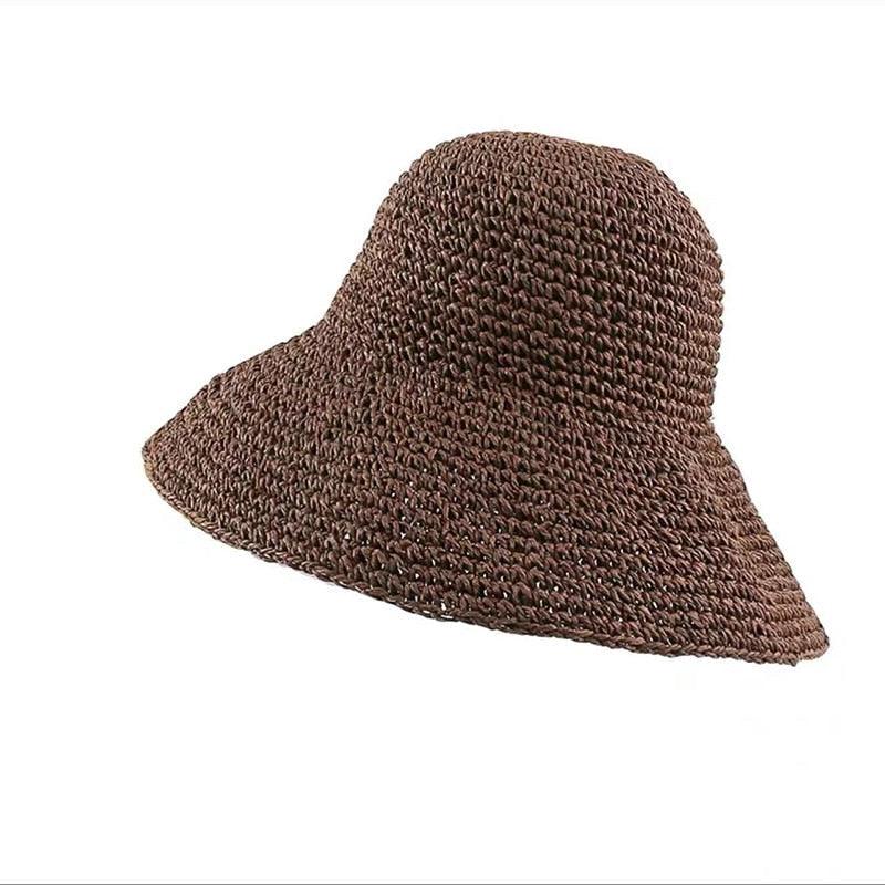 Trendy Women’s Wide Brim Straw Bucket Hat for Summer Travel