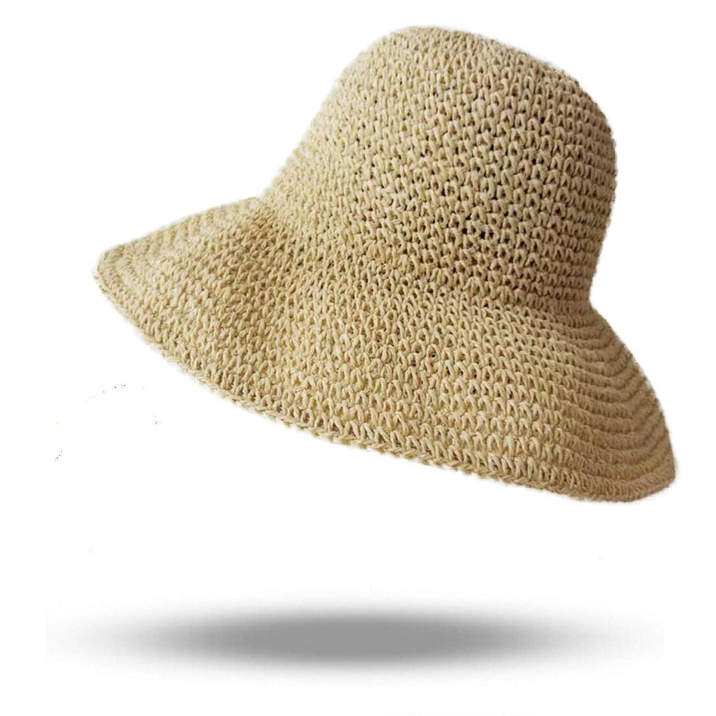Trendy Women’s Wide Brim Straw Bucket Hat for Summer Travel