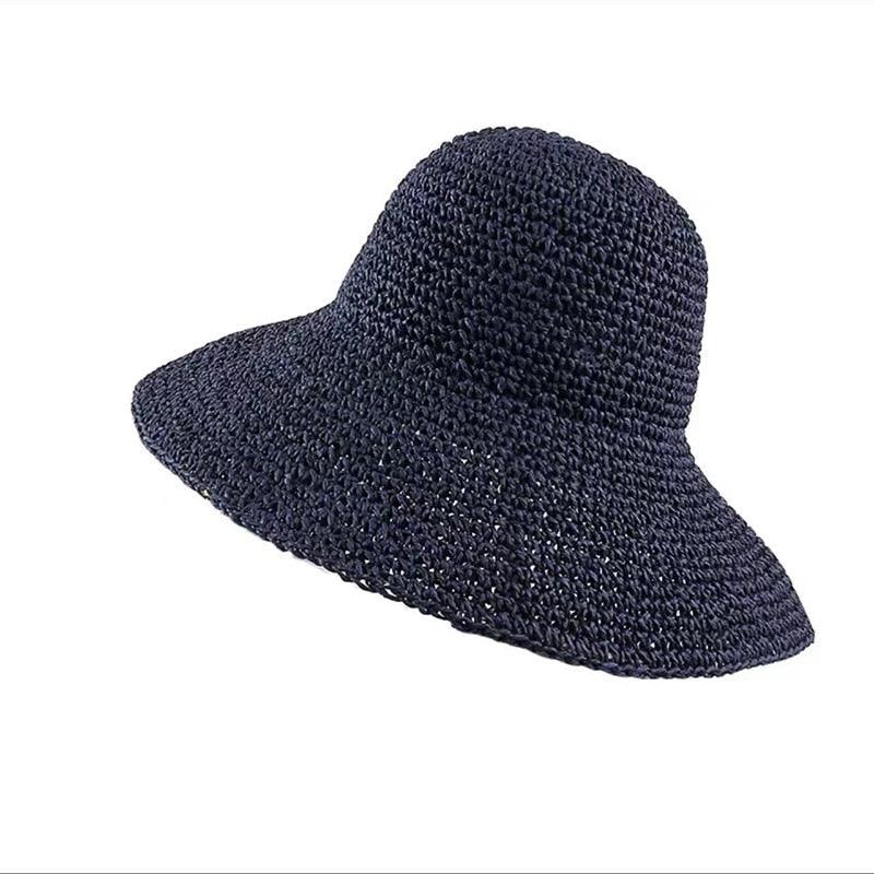 Trendy Women’s Wide Brim Straw Bucket Hat for Summer Travel