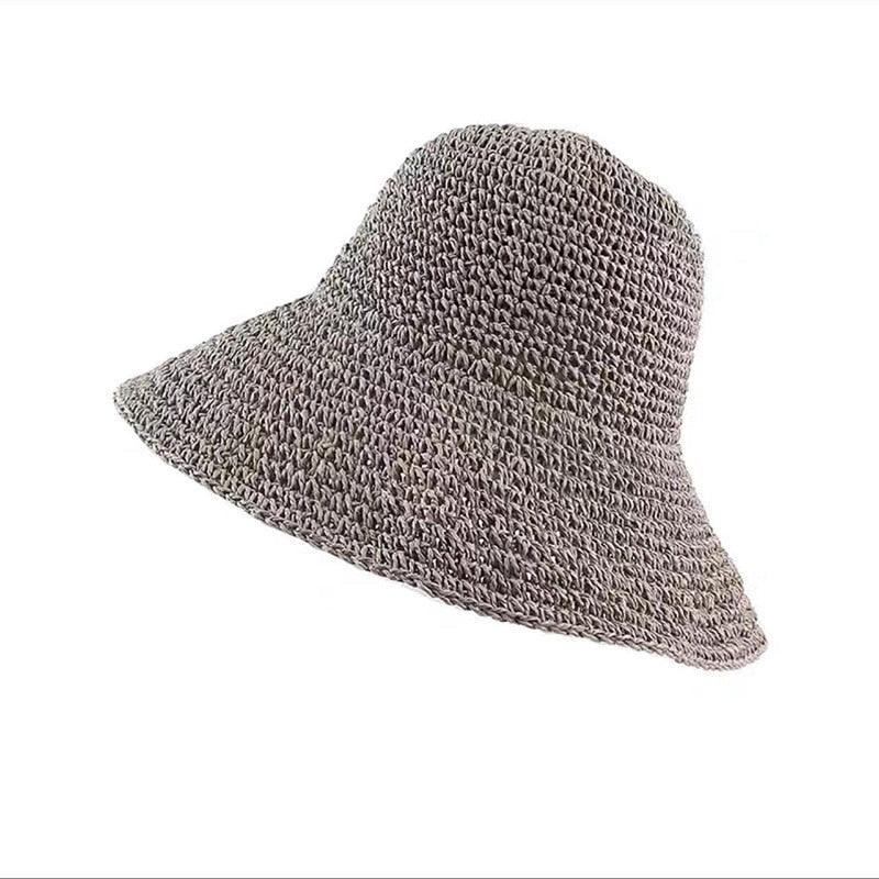 Trendy Women’s Wide Brim Straw Bucket Hat for Summer Travel