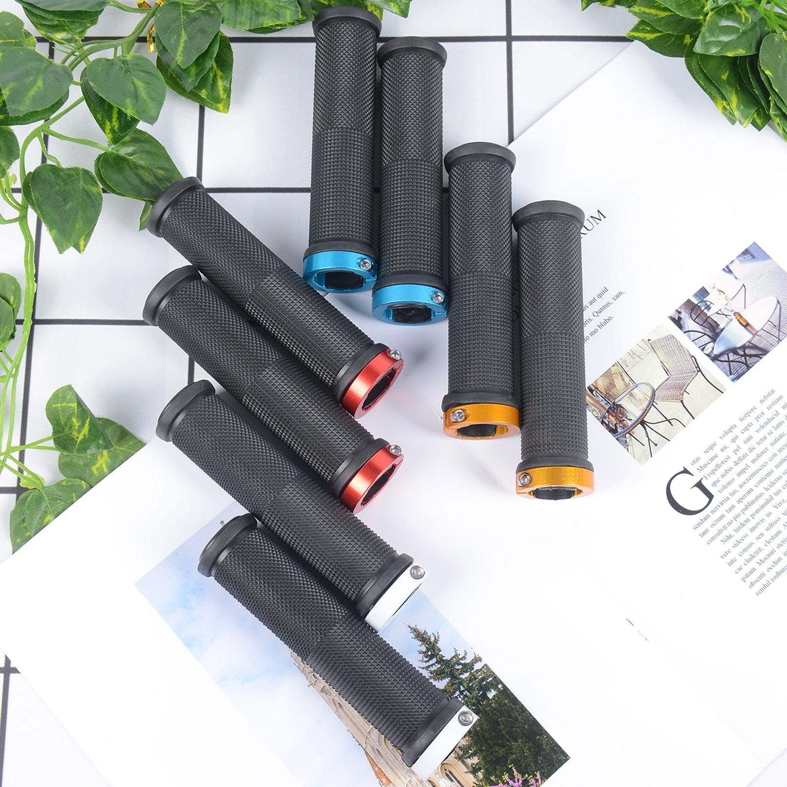 Shockproof Rubber Mountain Bike Grips with Dual Lock-On Rings