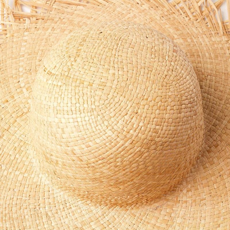 Handmade Vintage Straw Beach Hat with Wide Brim