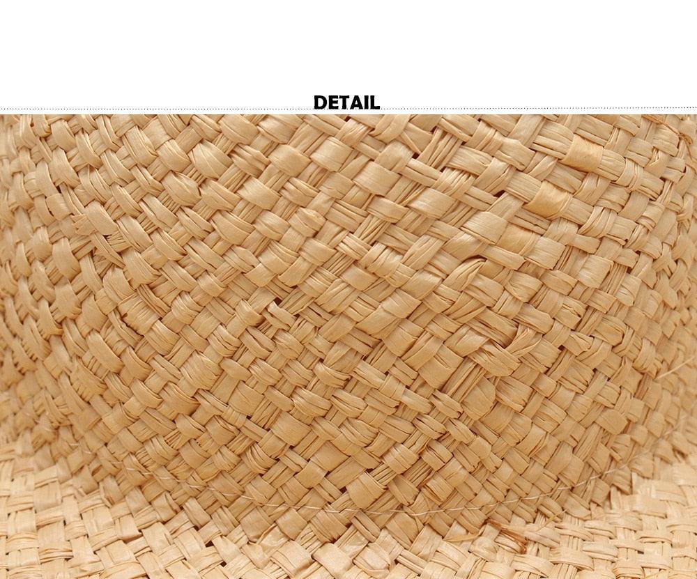 Handmade Vintage Straw Beach Hat with Wide Brim