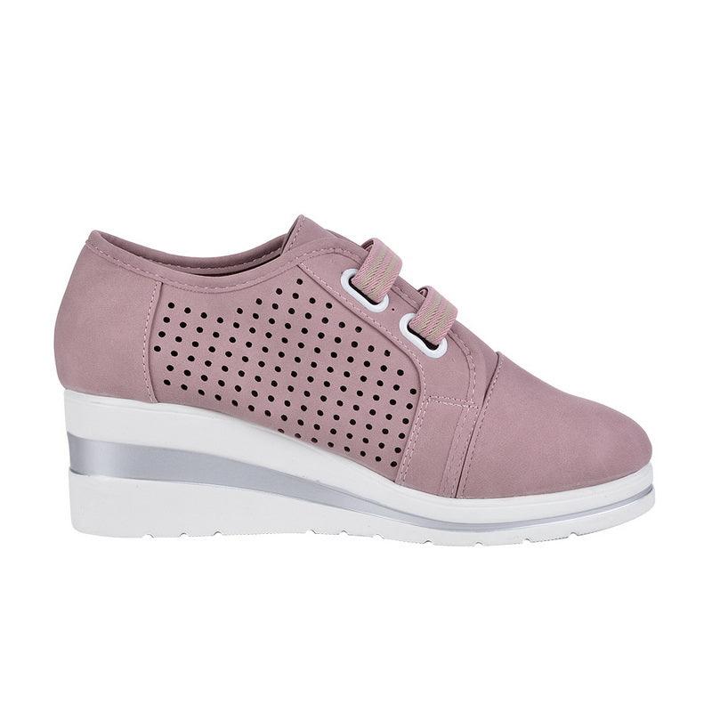 Women's Casual Platform Sneakers, Breathable Leather Walking Shoes