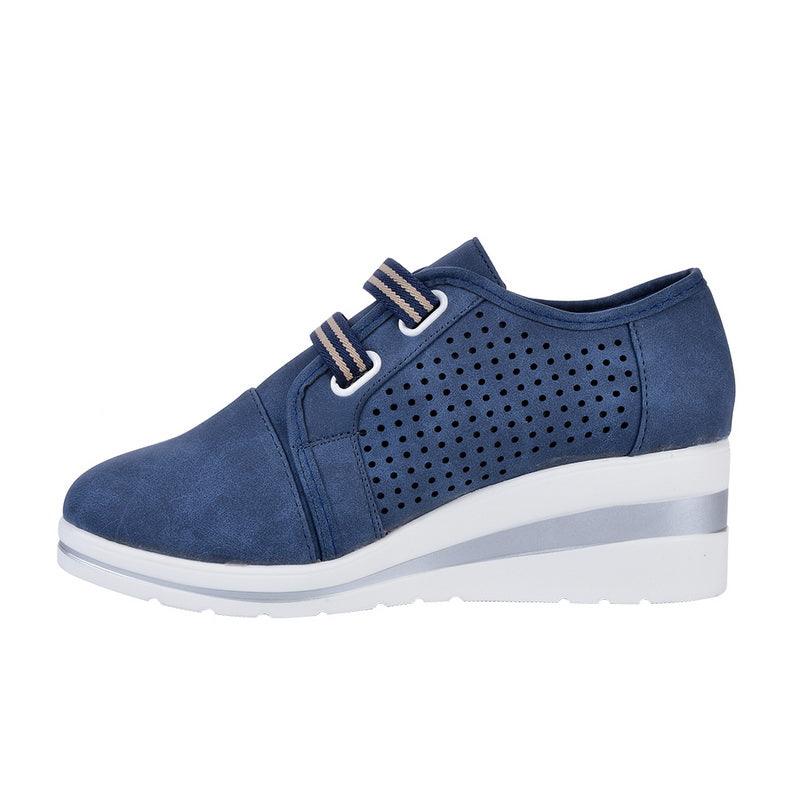 Women's Casual Platform Sneakers, Breathable Leather Walking Shoes