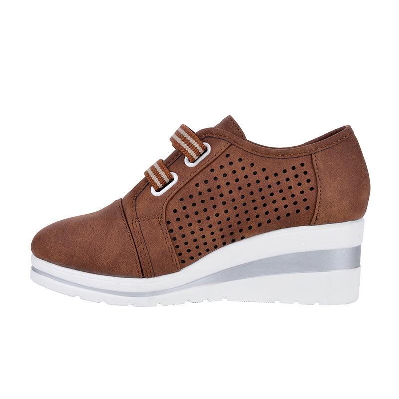 Women's Casual Platform Sneakers, Breathable Leather Walking Shoes