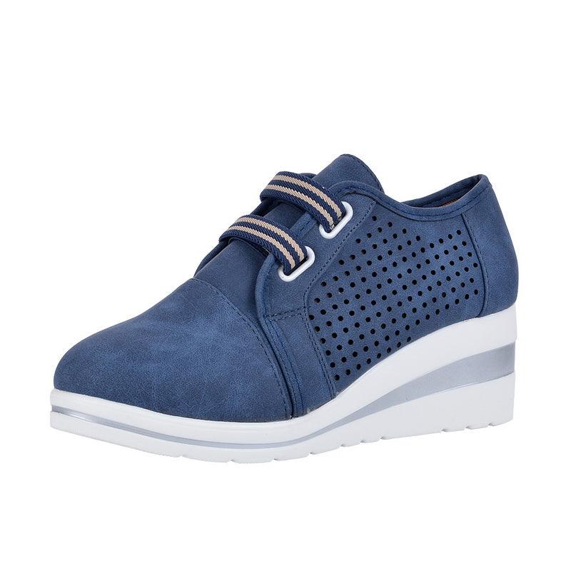 Women's Casual Platform Sneakers, Breathable Leather Walking Shoes
