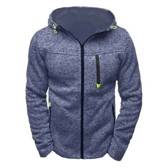 Men's Lightweight Fleece Cardigan Hooded Sweatshirt Athletic Coat