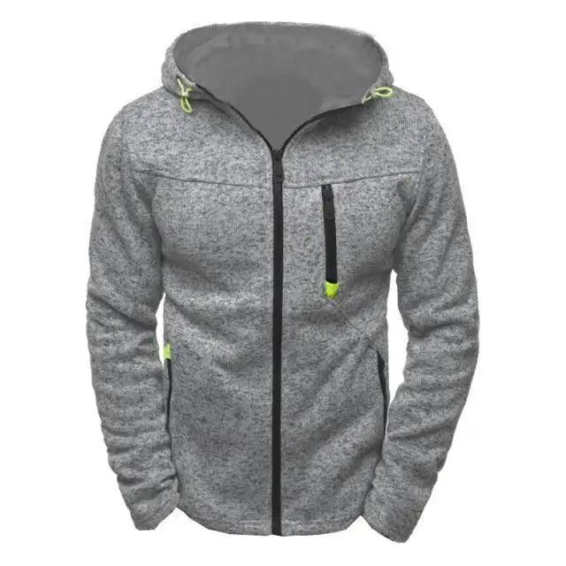 Men's Lightweight Fleece Cardigan Hooded Sweatshirt Athletic Coat