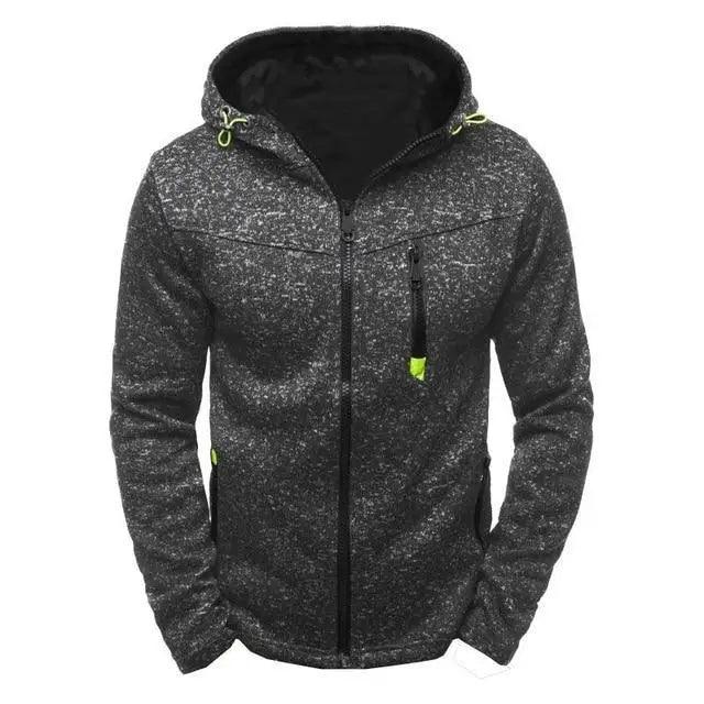 Men's Lightweight Fleece Cardigan Hooded Sweatshirt Athletic Coat