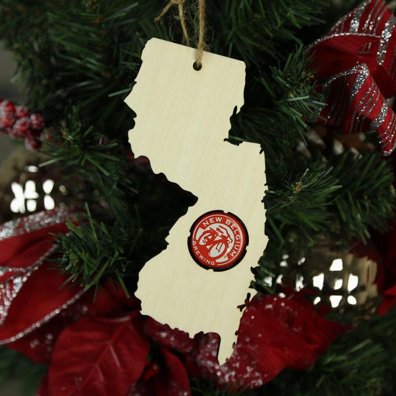 New Jersey Beer Cap Map Ornaments