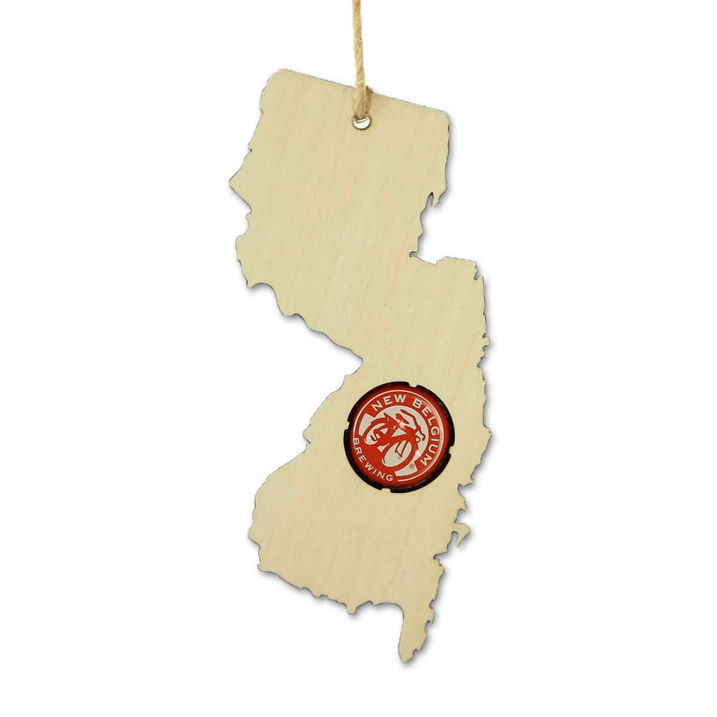 New Jersey Beer Cap Map Ornaments