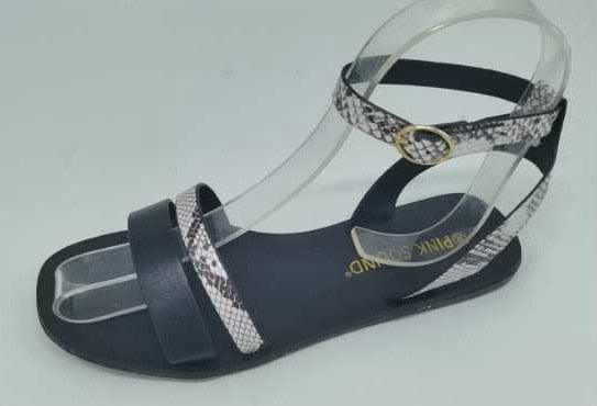 Women’s Leopard Print Leather Flat Sandals Open Toe Beach Shoes