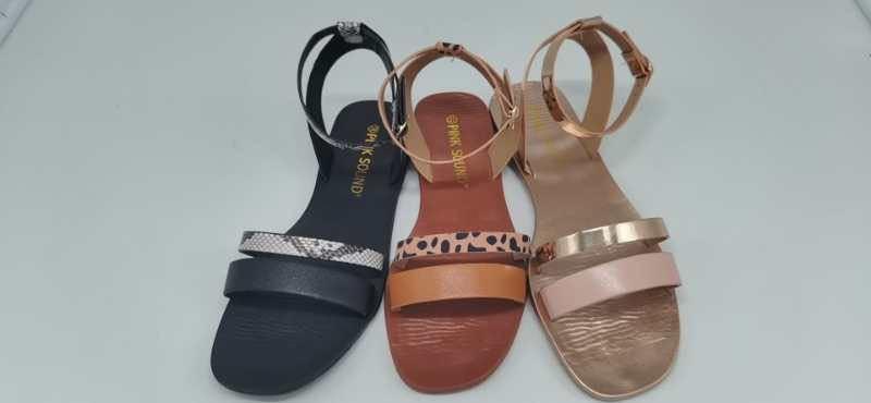 Women’s Leopard Print Leather Flat Sandals Open Toe Beach Shoes