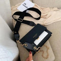 Modern Contrast Leather Crossbody Bag with Chain Strap