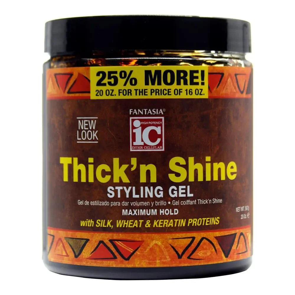 20 oz bottle of Fantasia IC Thick 'N Shine Styling Gel for professional hair styling