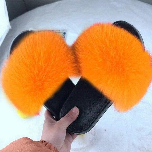Luxury Plush Faux Fur Slippers with Anti-Slip Soles for Women