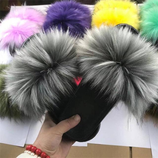 Luxury Plush Faux Fur Slippers with Anti-Slip Soles for Women