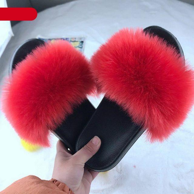 Luxury Plush Faux Fur Slippers with Anti-Slip Soles for Women