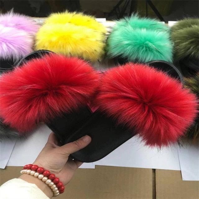 Luxury Plush Faux Fur Slippers with Anti-Slip Soles for Women