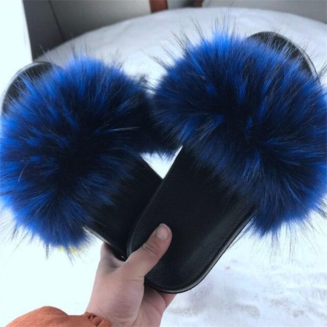 Luxury Plush Faux Fur Slippers with Anti-Slip Soles for Women