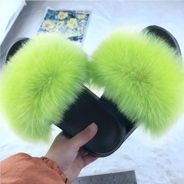 Luxury Plush Faux Fur Slippers with Anti-Slip Soles for Women