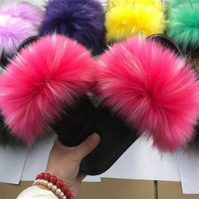 Luxury Plush Faux Fur Slippers with Anti-Slip Soles for Women