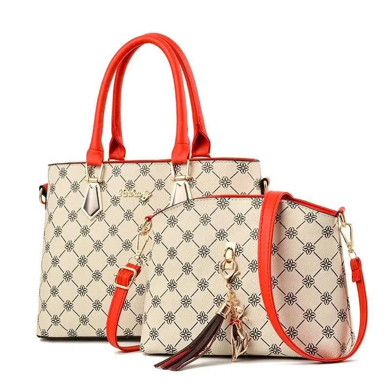 Luxury 2-Piece Leather Handbag Set for Women and Girls