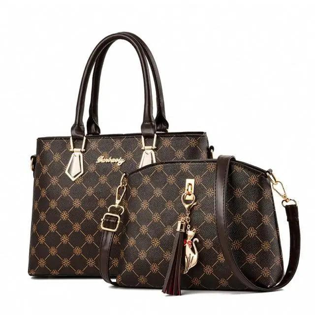 Luxury 2-Piece Leather Handbag Set for Women and Girls