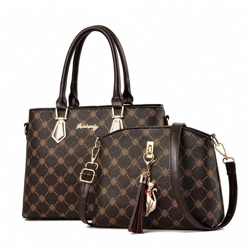 Luxury 2-Piece Leather Handbag Set for Women and Girls