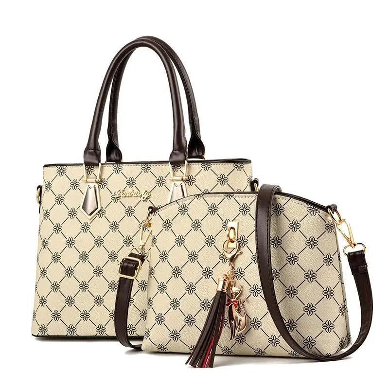 Luxury 2-Piece Leather Handbag Set for Women and Girls
