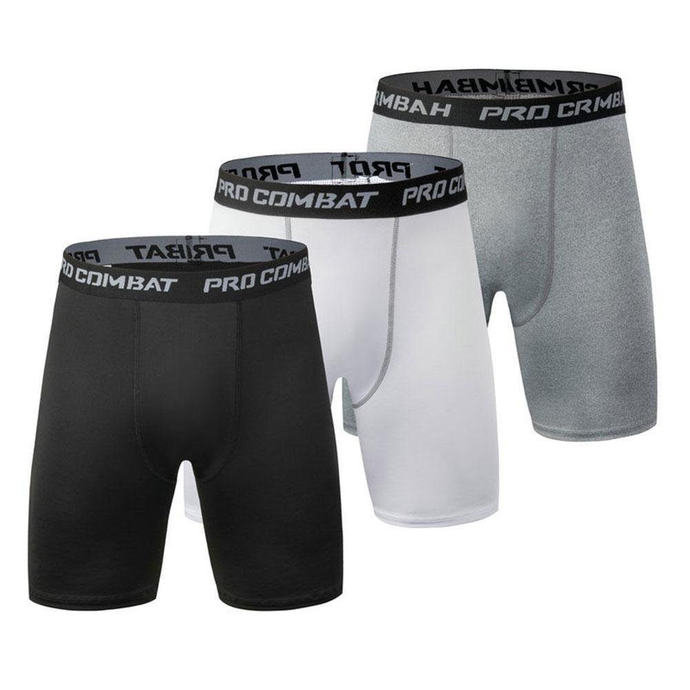 Stevvex men's quick-dry compression shorts in black and gray for gym and running