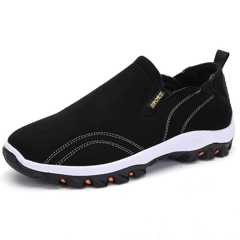 Men's lightweight knit mesh running shoes in a breathable design with a non-slip outsole for athletic performance.