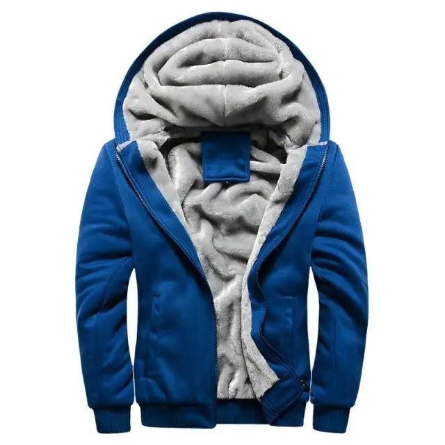 Men's Thick Fleece Lined Hoodie with Pockets Winter Sportswear