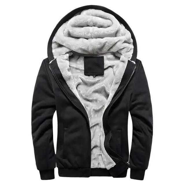 Men's Thick Fleece Lined Hoodie with Pockets Winter Sportswear