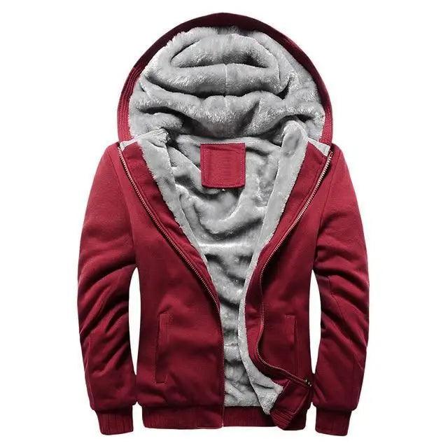 Men's Thick Fleece Lined Hoodie with Pockets Winter Sportswear