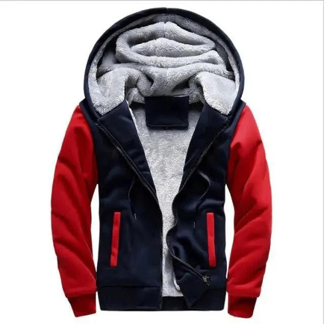 Men's Thick Fleece Lined Hoodie with Pockets Winter Sportswear