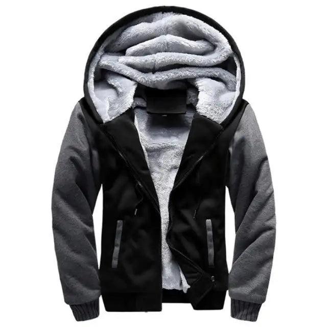 Men's Thick Fleece Lined Hoodie with Pockets Winter Sportswear