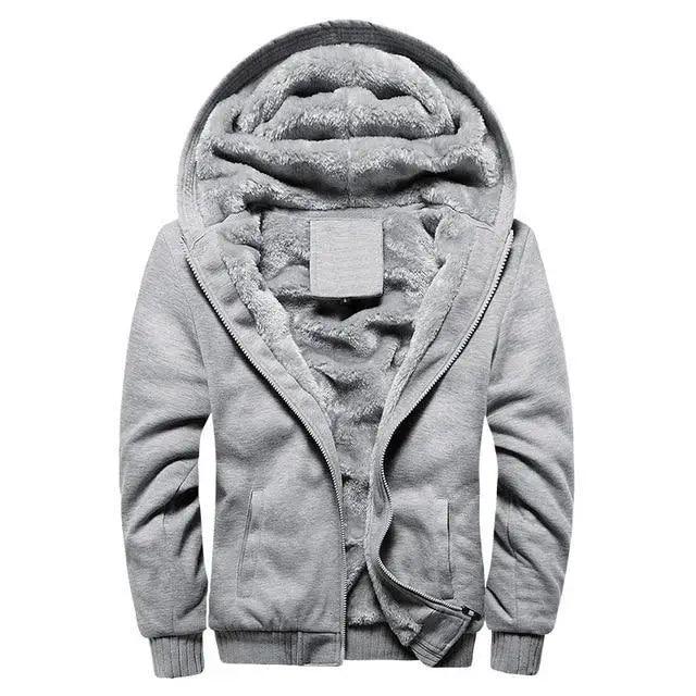 Men's Thick Fleece Lined Hoodie with Pockets Winter Sportswear