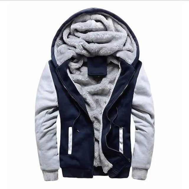 Men's Thick Fleece Lined Hoodie with Pockets Winter Sportswear