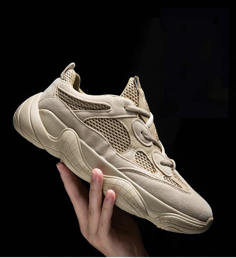 Men's Breathable Mesh Running Sneakers - Luxury Black White Shoes
