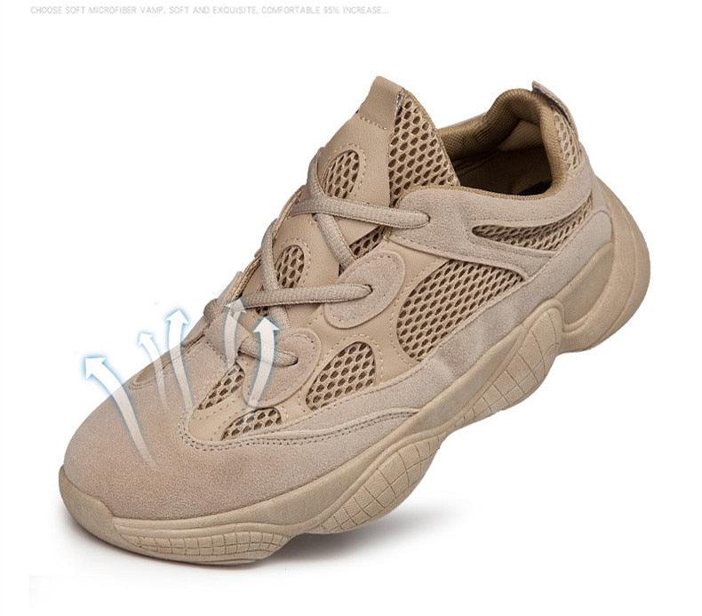 Men's Breathable Mesh Running Sneakers - Luxury Black White Shoes