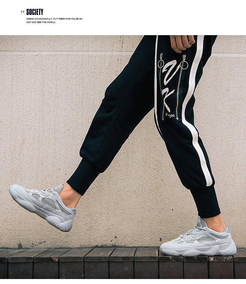 Men's Breathable Mesh Running Sneakers - Luxury Black White Shoes