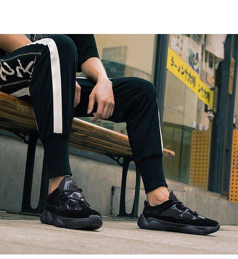 Men's Breathable Mesh Running Sneakers - Luxury Black White Shoes