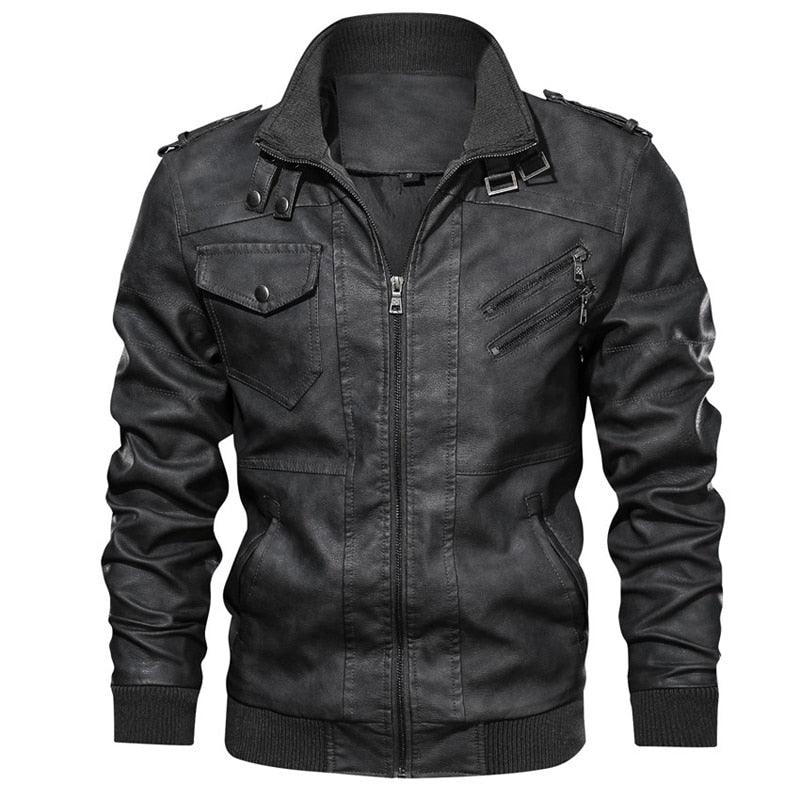 Men's Vintage Style Motorcycle PU Leather Hooded Jacket
